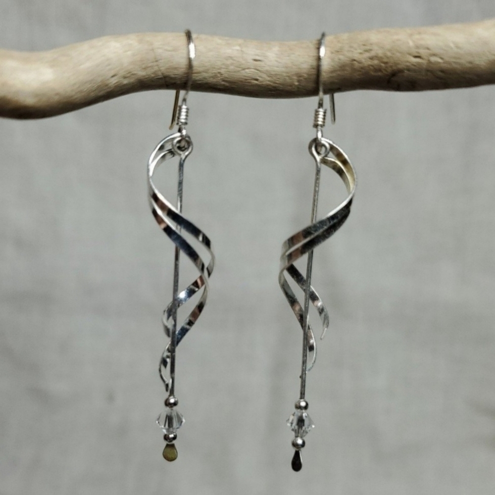 Sterling Silver Swirly Dangle Drop Earrings